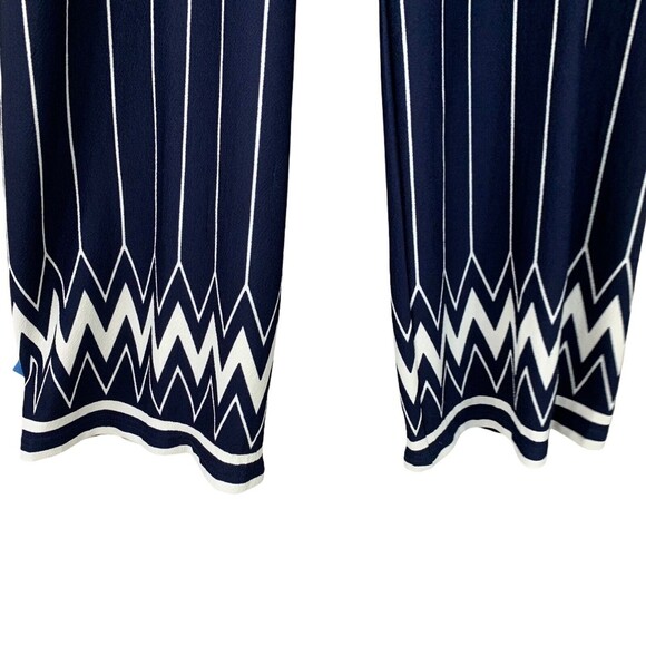 Lipslide Cabana Pants Women L Navy & White Stripe and Border Hem Elastic Waist - Picture 5 of 9